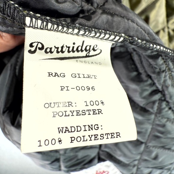 John Partridge Rag Gilet Quilted Vest Men's XL Olive Black Corduroy Button Front - Picture 8 of 10